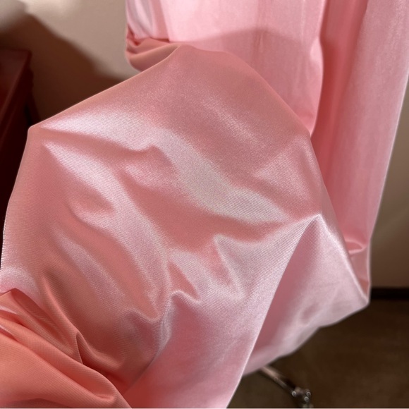 Vintage 60 70 Mod Minimalist Pink Satin Feminine Long Slip Dress - Picture 8 of 16